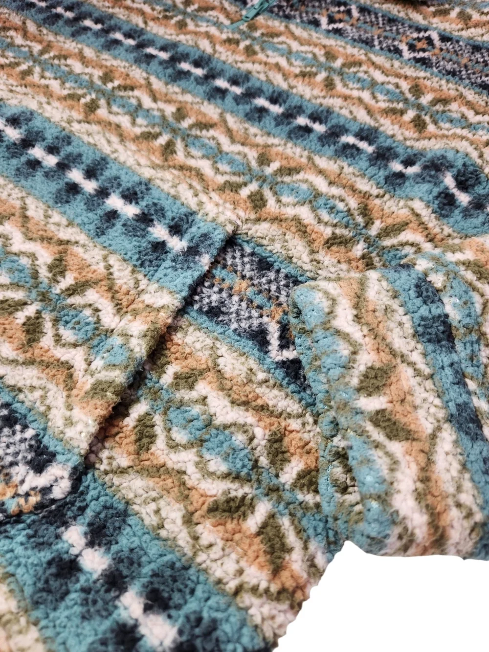 American Eagle Sherpa Fleece Pullover Medium Fair Isle Aztec 1/4 Zip Cozy